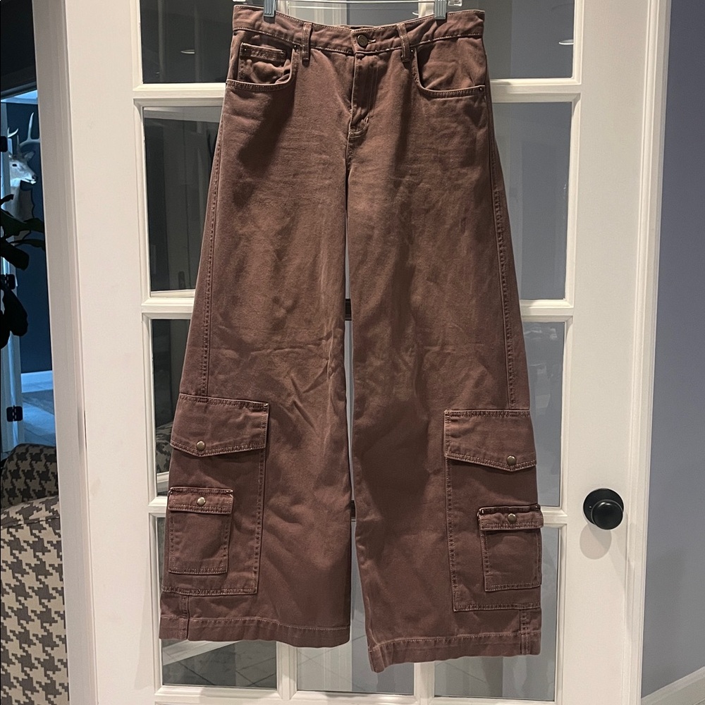 Urban Outfitters BDG Presley Wide Leg Cargo Jeans 28 Brown Mauve - Picture 2 of 5